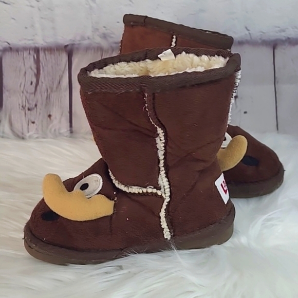 Lazy One Brown Moose Deer Buck Winter Shearling Sherpa Kids Boots Size XS 6-7 - Picture 11 of 13